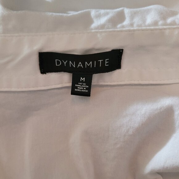 Dynamite Women's Basic White Crop Button-Up Shirt - Picture 3 of 5